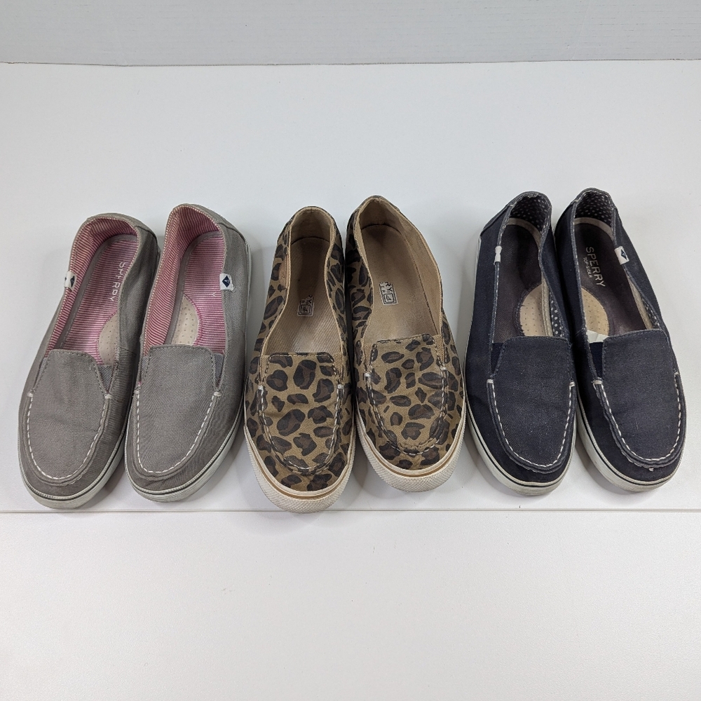 Sperry Women's Flats - Gray, Leopard, Navy Slip On Lot‎ (3) Women's 7M